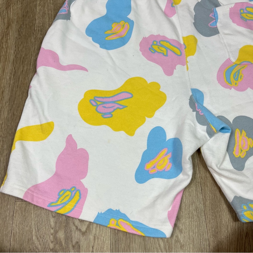 Bape XL Shorts Wide Cotton Candy Camo White Sweat Shorts large - Picture 6 of 12